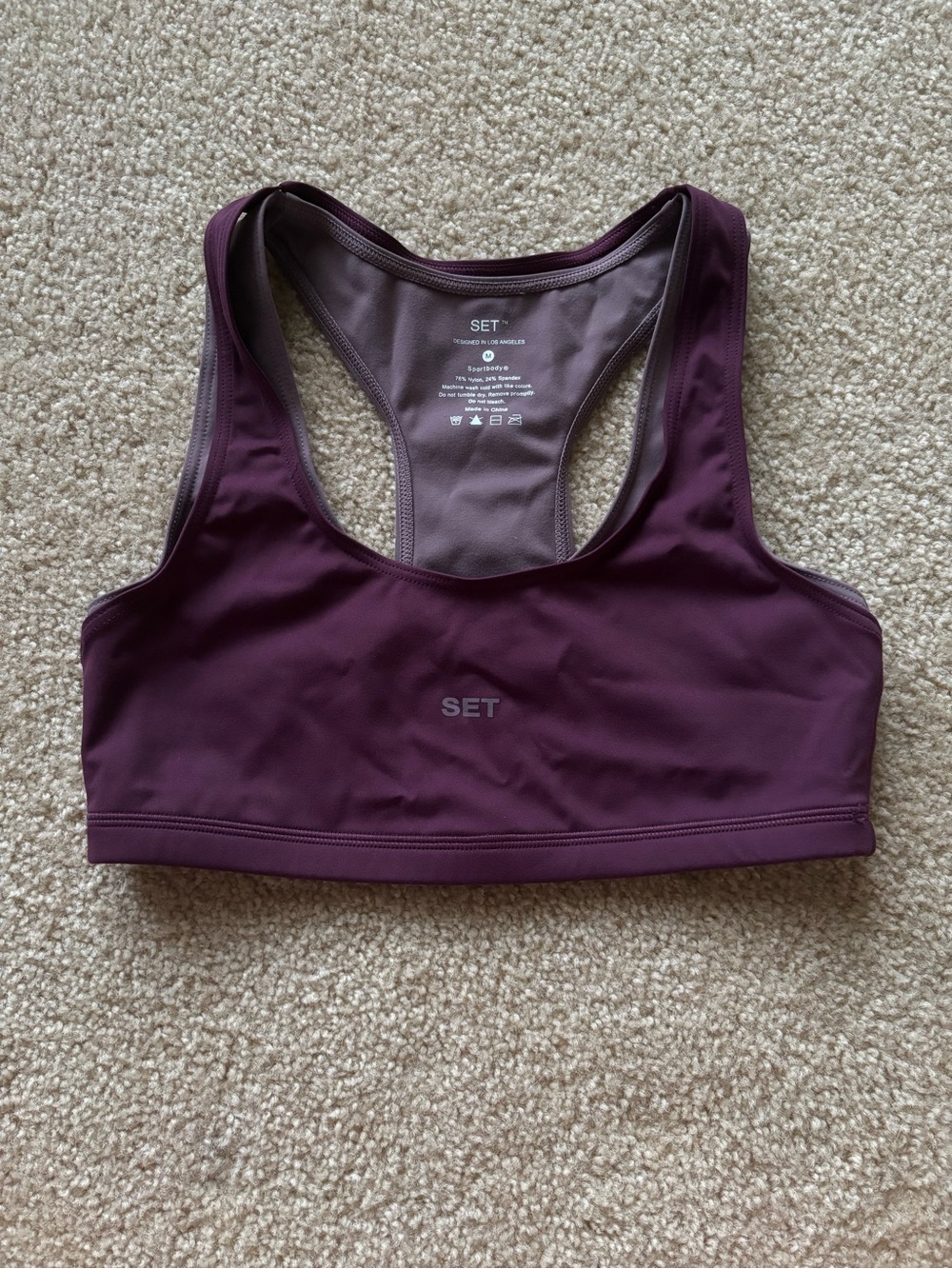 SET Active | Women's Two Tone Sports Bra Size Medium Purple Gym Pilates Workout